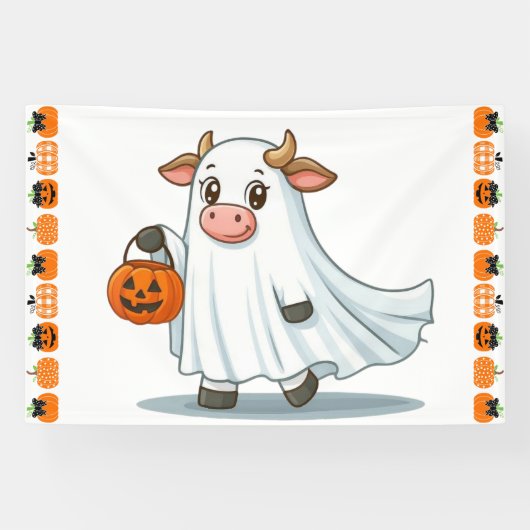 Schattigee, grillige, spook koe spandoek (Horizontaal)