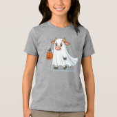 Schattigee, grillige, spook koe Tri-Blend shirt (Voorkant)