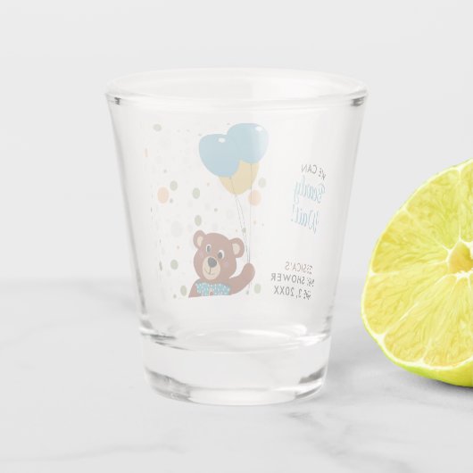 Schattigee grillige teddybeer thema baby boy showe shot glas (Achterkant)