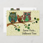 Schattigee grillige uilen adreswijziging aankondigingskaart (Voorkant / Achterkant)
