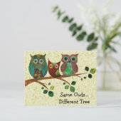 Schattigee grillige uilen adreswijziging aankondigingskaart (Staand voorkant)