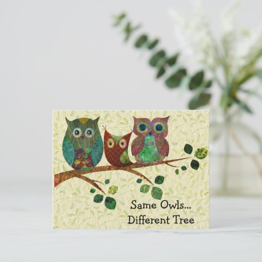 Schattigee grillige uilen adreswijziging aankondigingskaart (Staand voorkant)