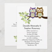 Schattigee grillige uilen na huwelijksfeest kaart (Voorkant / Achterkant)