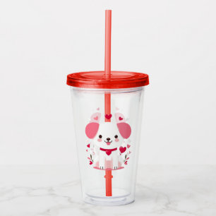 Schattigee grillige valentijns puppy acryl drinkbeker