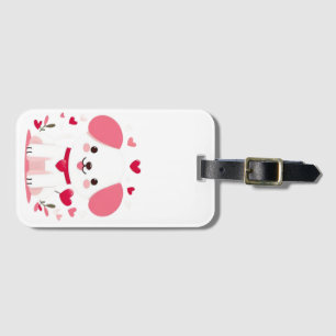 Schattigee grillige valentijns puppy bagagelabel