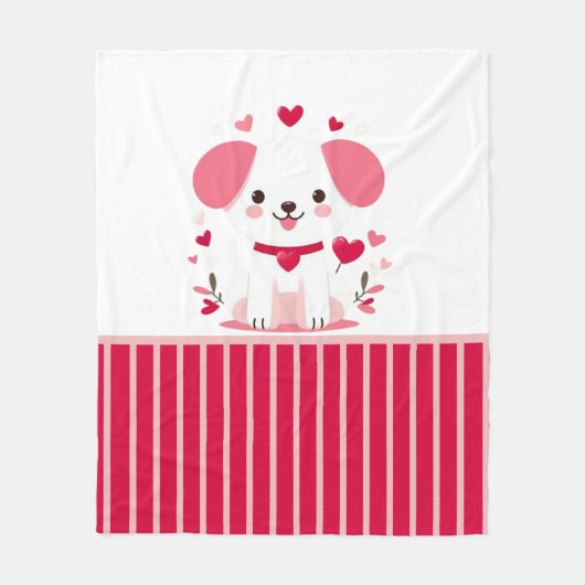 Schattigee grillige valentijns puppy fleece deken (Voorkant)
