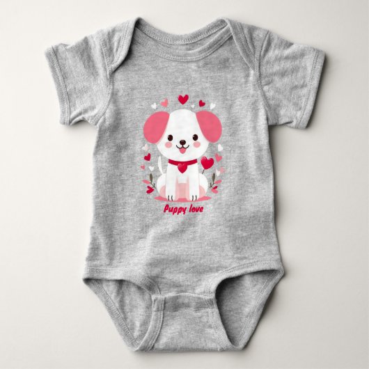 Schattigee grillige valentijns puppy romper (Voorkant)