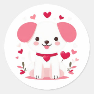Schattigee grillige valentijns puppy ronde sticker