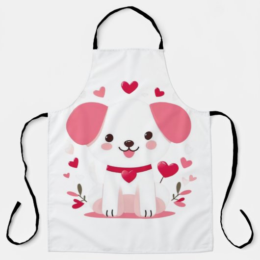 Schattigee grillige valentijns puppy schort (Voorkant)