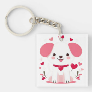 Schattigee grillige valentijns puppy sleutelhanger