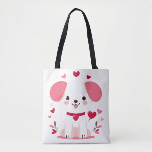 Schattigee grillige valentijns puppy tote bag
