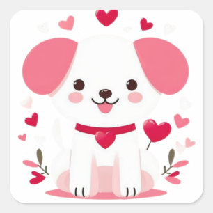 Schattigee grillige valentijns puppy vierkante sticker