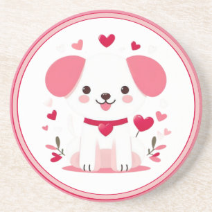Schattigee grillige valentijns puppy zandsteen onderzetter