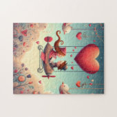 Schattigee grillige Valentijnsdag hartvlak Legpuzzel (Horizontaal)