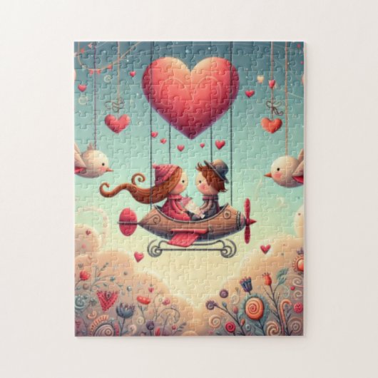 Schattigee grillige Valentijnsdag hartvlak Legpuzzel (Verticaal)