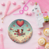 Schattigee grillige Valentijnsdag hartvlak Papieren Bordje (Feest)