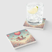 Schattigee grillige Valentijnsdag hartvlak Stenen Onderzetter (Zijkant)