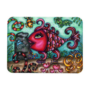 Schattigee grillige vis Sealife originele kunst Magneet