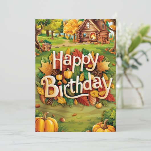 Schattigee grillige warme herfst Herfst Happy Birt Kaart (Staand voorkant)