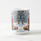 Schattigee grillige wasbeer feestelijke kerst koffiemok (Center)