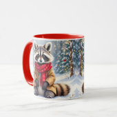 Schattigee grillige wasbeer feestelijke kerst mok (Voorkant links)