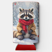 Schattigee grillige wasbeer Kerstmis gepersonalise Seltzer Blikjeskoeler (Achterkant)