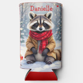 Schattigee grillige wasbeer Kerstmis gepersonalise Seltzer Blikjeskoeler (Voorkant)