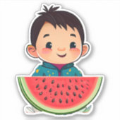 Schattigee grillige watermeloen cartoon sticker (Voorkant)