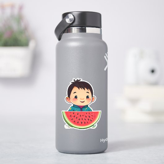 Schattigee grillige watermeloen cartoon sticker (HydroFlask)