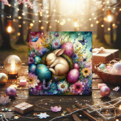 Schattigee grillige Waterverf konijnenpaaseieren Feestdagenkaart