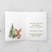 Schattigee grillige Waterverf rendier kerstboom Kaart (Binnen)