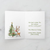 Schattigee grillige Waterverf rendier kerstboom Kaart (Binnen)