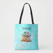 Schattigee grillige Waterverf Uilen gepersonalisee Tote Bag (Voorkant)