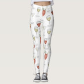 Schattigee grillige wijn Waterverf cocktail Drinke Leggings (Voorkant)