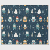 Schattigee grillige winter Beer kerst Cadeaupapier (Vlak)