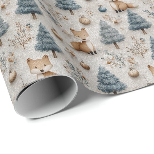 Schattigee grillige Winter Woodland Fox en Kerstmi Cadeaupapier (Rol Hoek)