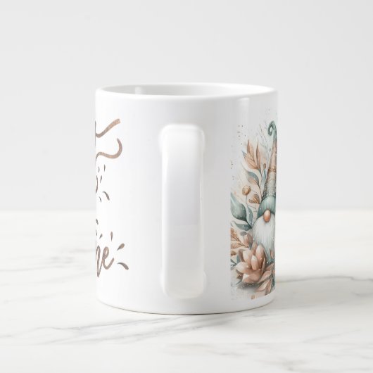 Schattigee grillige winterkabouter Waterverf print Grote Koffiekop (Achterkant)