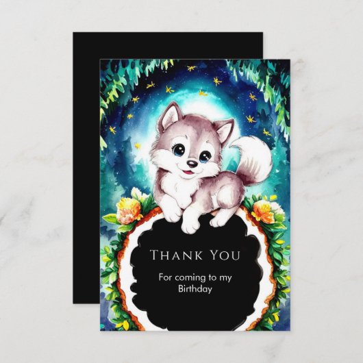 Schattigee grillige Woodland Wolf Verjaardag Bedankkaart (Voorkant / Achterkant)