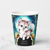 Schattigee grillige Woodland Wolf Verjaardag Papieren Bekers (Voorkant)
