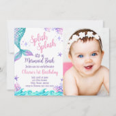 Schattigee grillige zeemeermin verjaardagsuitnodig kaart (Voorkant)