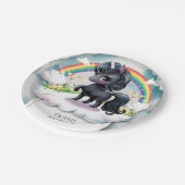 Schattigee grillige zwarte eenhoorn Verjaardag Papieren Bordje (Gekanteld)