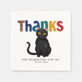 Schattigee grillige zwarte kat kleurrijke Bedankt Servet (Voorkant)