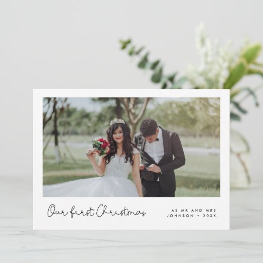 Schattigee grilligheid Onze eerste kerstfoto Kaart (Staand voorkant)