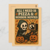 Schattigee Grim Reaper Eten Pizza Grappig Hallowee Briefkaart (Voorkant / Achterkant)