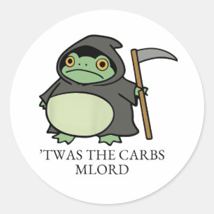 Schattigee Grim Reaper Frog - Twas de koolhydraten Ronde Sticker