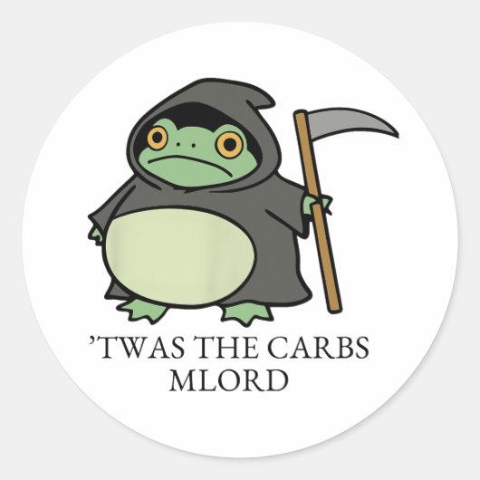 Schattigee Grim Reaper Frog - Twas de koolhydraten Ronde Sticker (Voorkant)