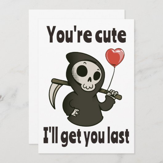 Schattigee Grim Reaper met romantisch hart Kaart (Voorkant / Achterkant)