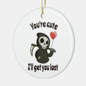 Schattigee Grim Reaper met romantisch hart Keramisch Ornament (Links)