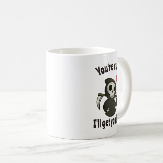 Schattigee Grim Reaper met romantisch hart Koffiemok (Voorkant rechts)