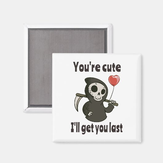 Schattigee Grim Reaper met romantisch hart Magneet (Voorkant / Achterkant)